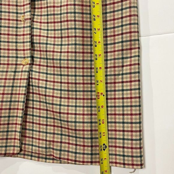 Vintage Plaid Vest Dress Button Down Tan Neutral Academia Preppy Sz Small - Picture 8 of 9